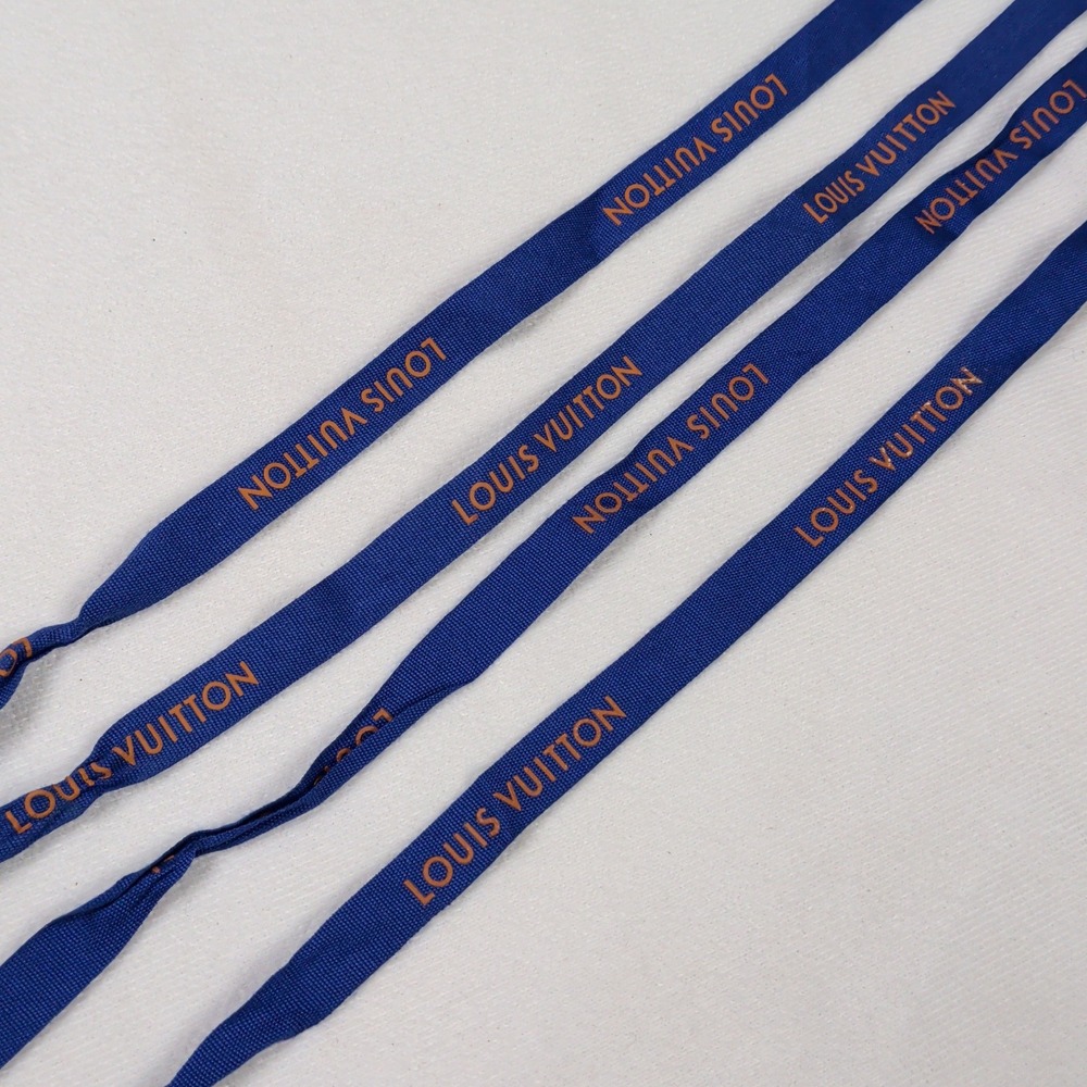 Louis Vuitton Royal Blue Orange Logo Ribbon String 53 Inch 58 Inch Set of 2